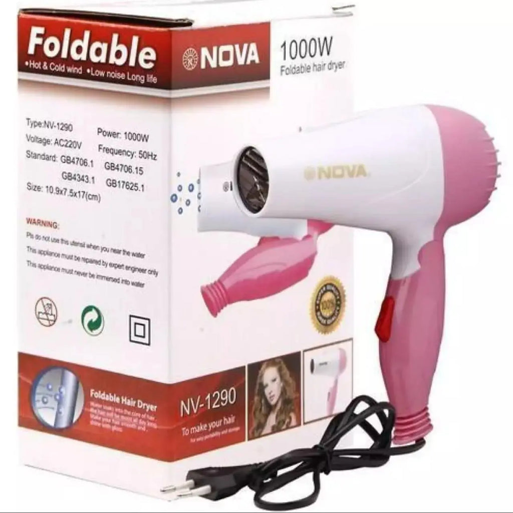 Nova Nv-1290 1000W – Heavy Duty Electrical Foldable Hair Dryer