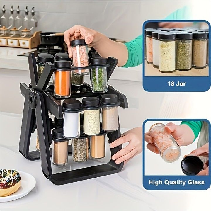 Spice Rack Organizer With 18 Spice Jars