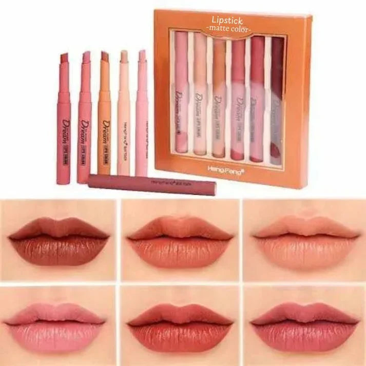 Hengfang Matte Dream Lipstick Set – 6-Piece | Long-Lasting Nude Shades | Waterproof & Smooth Matte Finish